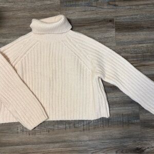 Zara Soft Baby Pink Ribbed Turtleneck Sweater